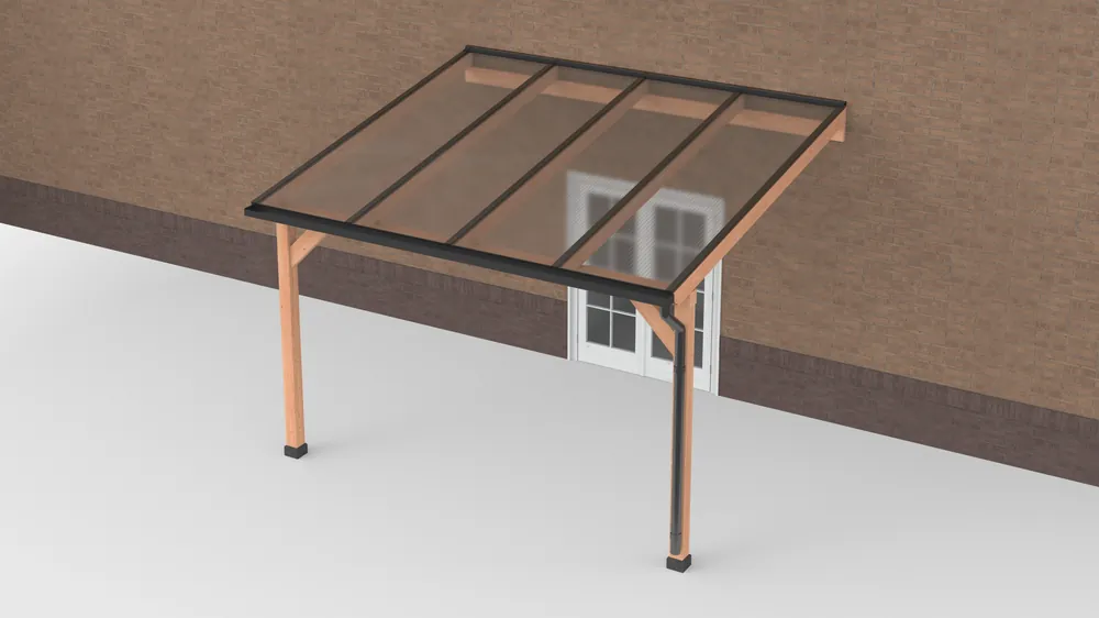 Rechtstreeks Van De Fabrikant Douglas Terrasoverkapping Zwart Polycarbonaat Helder Geschaafd 400 x 350 cm