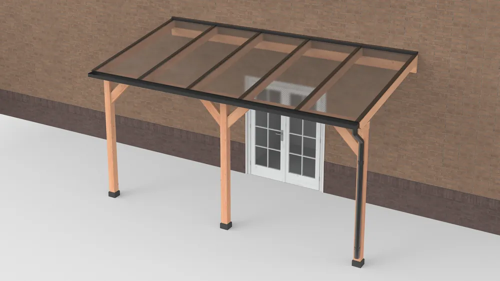 Douglas Terrasoverkapping Zwart Polycarbonaat Helder Geschaafd 500 x 250 cm Superprijs
