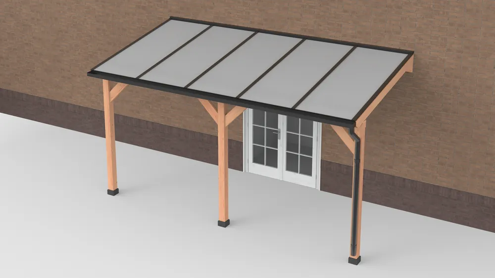 Superprijs Douglas Terrasoverkapping Zwart Polycarbonaat Opaal Geschaafd 500 x 250 cm
