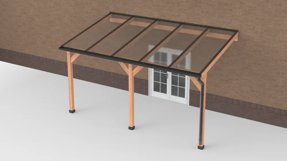 Douglas Terrasoverkapping Geschaafd Zwart Helder Polycarbonaat 500 x 300 cm Speciale Aanbieding