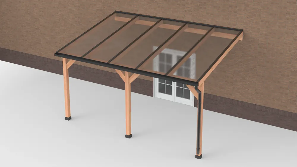 Gratis Retour Douglas Terrasoverkapping Zwart Polycarbonaat Helder Geschaafd 500 x 350 cm