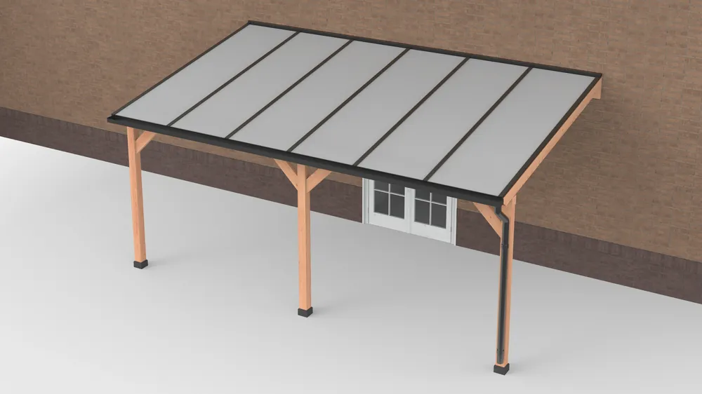 Koop Vandaag Douglas Terrasoverkapping Zwart Polycarbonaat Opaal Geschaafd 600 x 350 cm