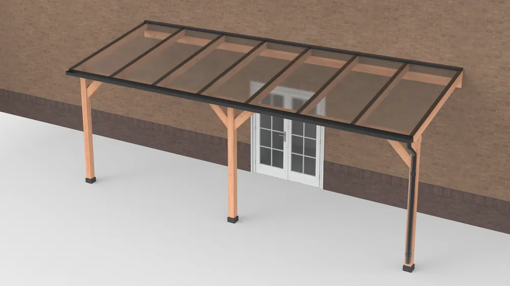 Beste Prijs Douglas Terrasoverkapping Zwart Geschaafd Helder Polycarbonaat 700 x 250 cm