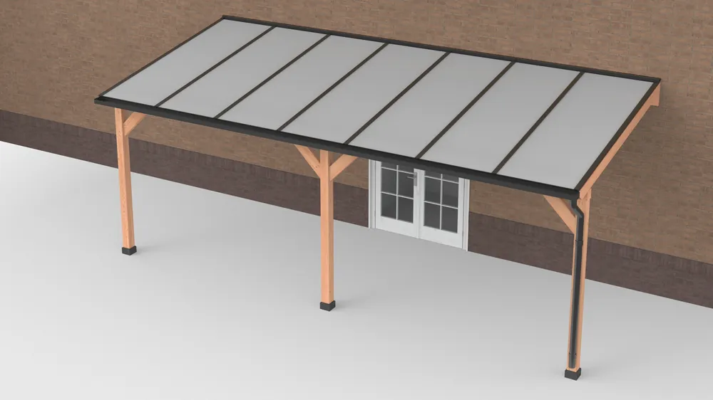 Seizoensaanbieding Douglas Terrasoverkapping Zwart Polycarbonaat Opaal Geschaafd 700 x 300 cm
