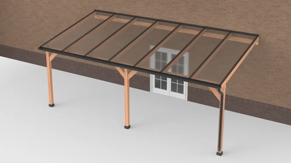 Fabrieksprijs Douglas Terrasoverkapping Geschaafd Zwart Polycarbonaat Helder 700 x 350 cm