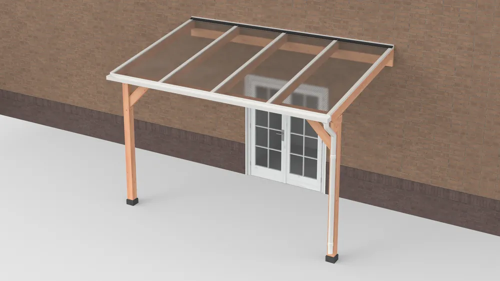 Koop Vandaag Douglas Terrasoverkapping Wit Polycarbonaat Helder Geschaafdv 400 x 250 cm