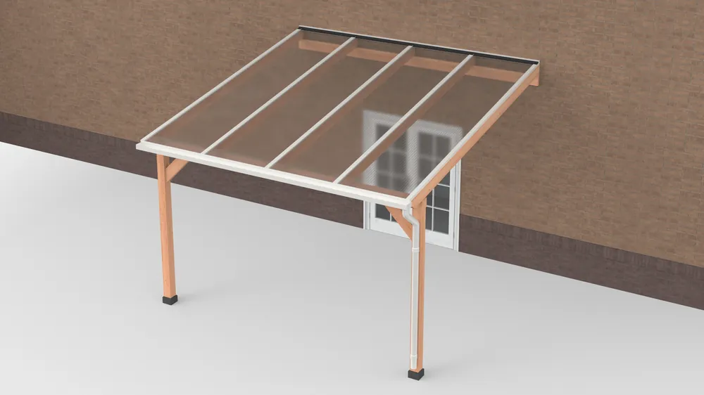 Direct Beschikbaar Douglas Terrasoverkapping Wit Polycarbonaat Helder Geschaafd 400 x 400 cm