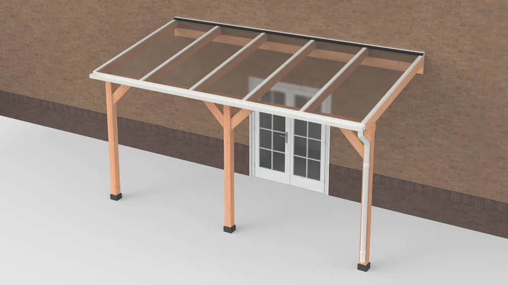 Koop Vandaag Douglas Terrasoverkapping Geschaafd Wit Polycarbonaat Helder 500 x 250 cm