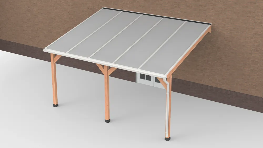 Snelle Levering Douglas Terrasoverkapping Wit Opaal Polycarbonaat Geschaafd 500 x 400 cm