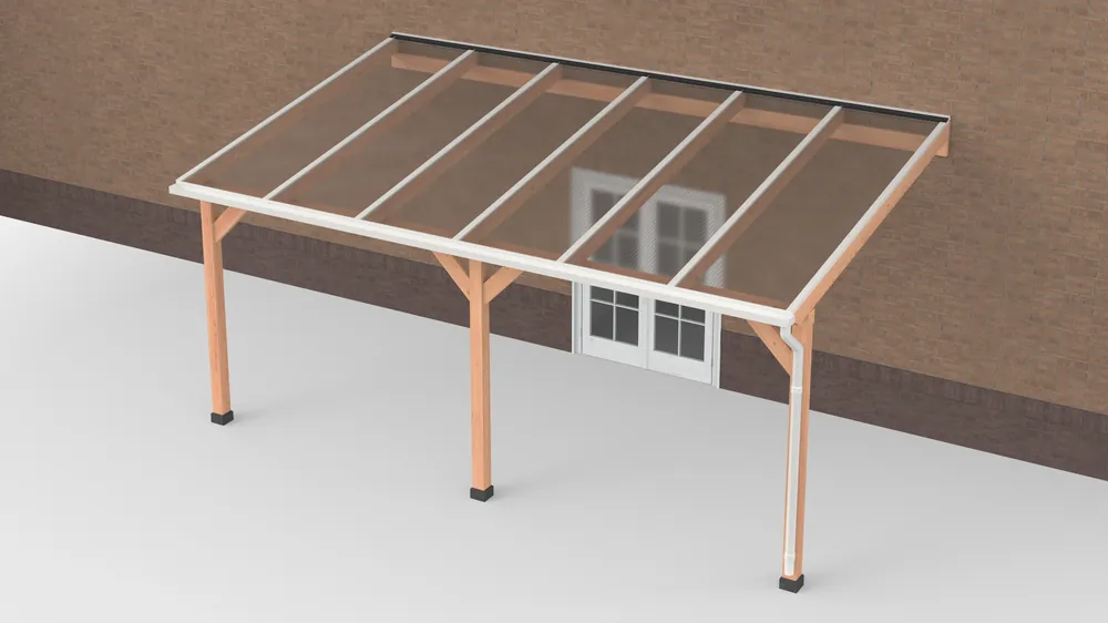 Koop Online Douglas Terrasoverkapping Wit Polycarbonaat Helder Geschaafd 600 x 350 cm