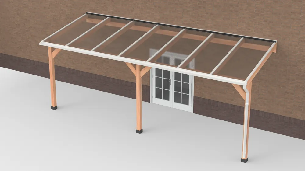 Douglas Terrasoverkapping Wit Polycarbonaat Helder Geschaafd 700 x 250 cm Snelle Levering