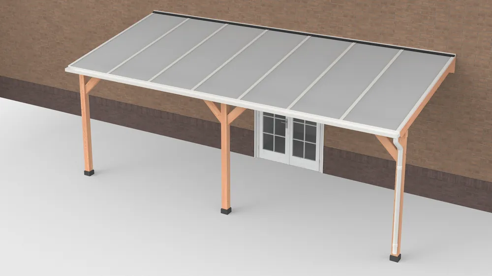Veilige Betaling Douglas Terrasoverkapping Geschaafd Wit Polycarbonaat Opaal 700 x 300 cm