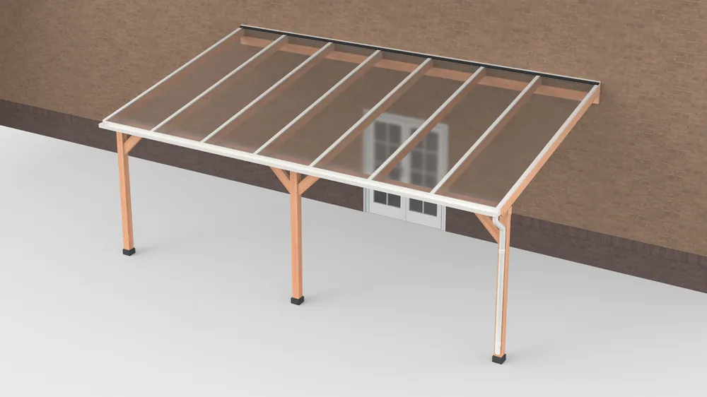 Koop Vandaag Douglas Terrasoverkapping Wit Polycarbonaat Helder Geschaafd 700 x 400 cm
