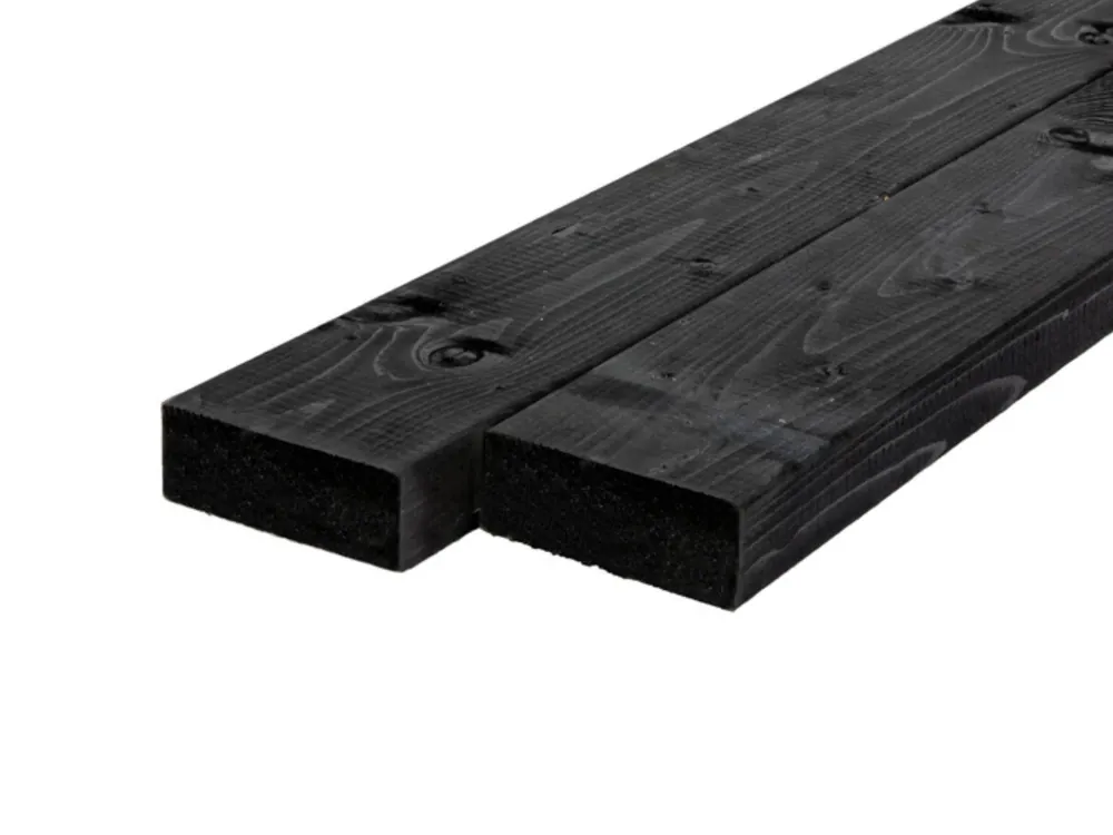 Vuren Balk 4.5 x 12 cm (45 x 120 mm) Geschaafd Zwart Gedompeld - Lengte 500 cm Fabrieksprijs