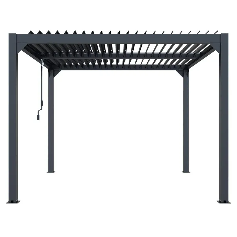Aluminium Pergola Met Lamellen Zwart 400 x 300 cm Laatste Versie