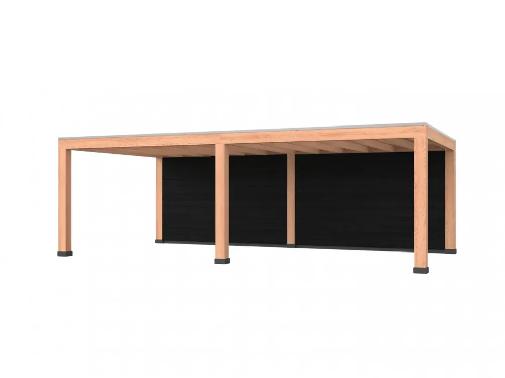 Douglas overkapping, 600 x 400, met achterwand, Westwood Robuust zwart Direct Verzonden