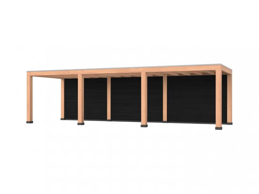 Douglas overkapping, 900 x 300, met achterwand, Westwood Robuust zwart Beste Prijs