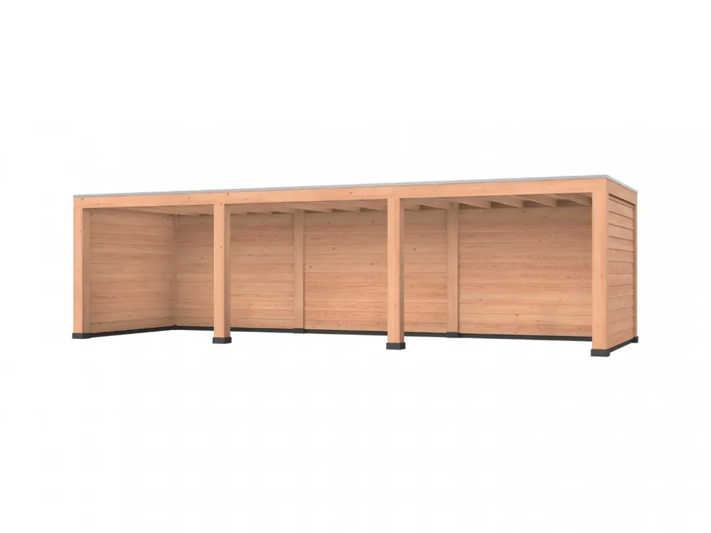 Douglas overkapping, 900 x 300, met achterwand en twee zijwanden, Westwood Robuust Koopje