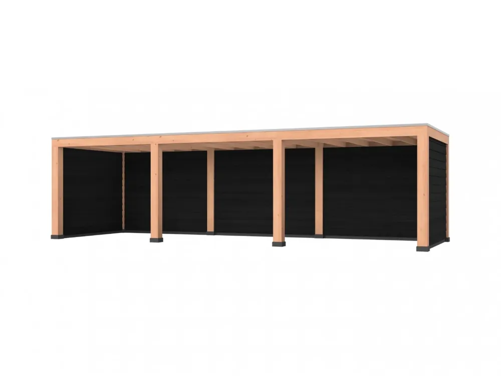 Nu Kopen Douglas overkapping, 900 x 300, met achterwand en twee zijwanden, Westwood Robuust zwart