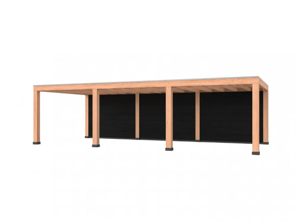 Douglas overkapping, 900 x 400, met achterwand, Westwood Robuust zwart Speciale Aanbieding
