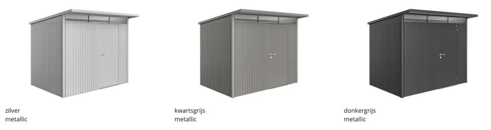 Laatste Versie Biohort berging avantgarde met dubbele deur donkergrijs, 260 x 300 x 218 cm, A7