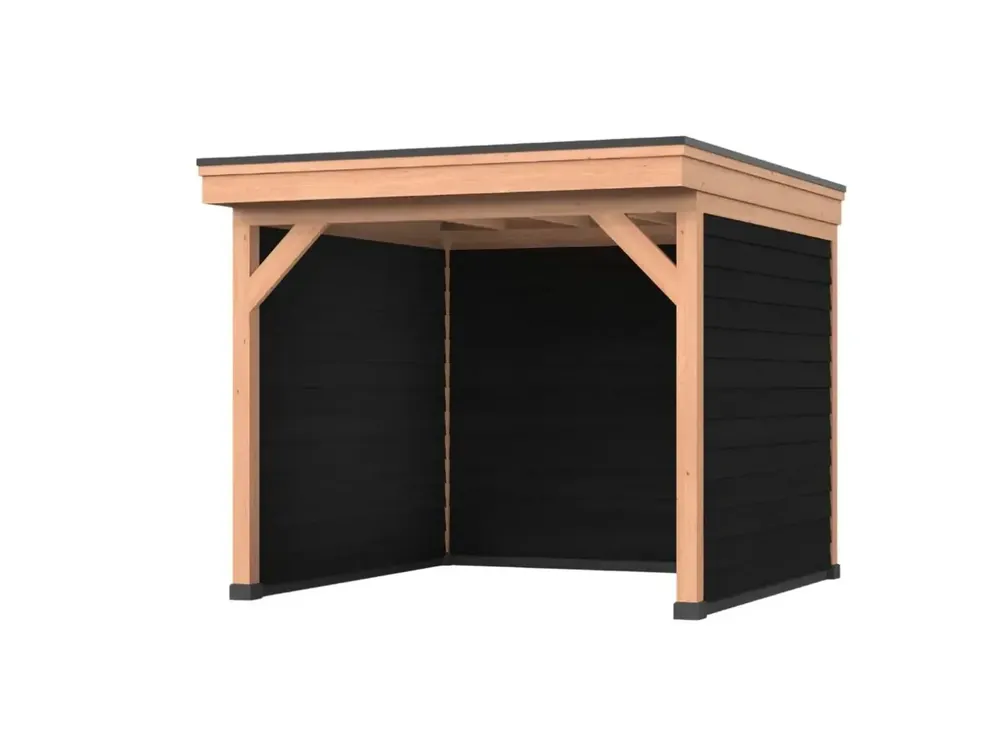 Speciale Aanbieding Douglas overkapping, 300 x 250, Met achterwand en twee zijwanden, Westwood DIY zwart