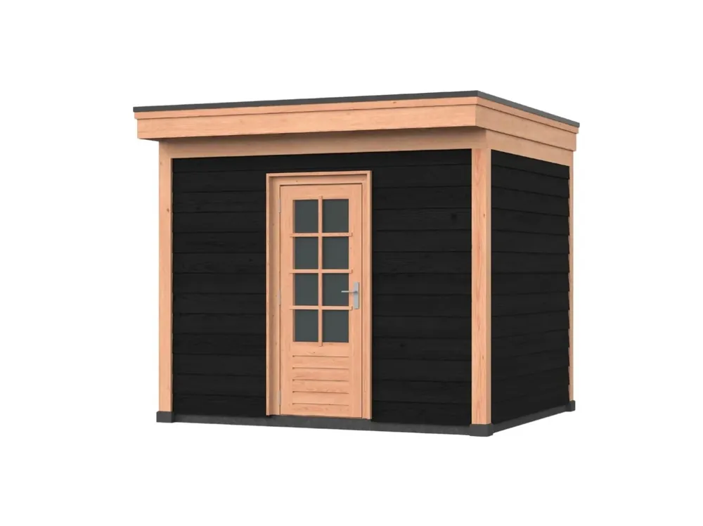 Douglas overkapping, 300 x 300, Met achterwand en schuur, Westwood DIY zwart Veilige Betaling