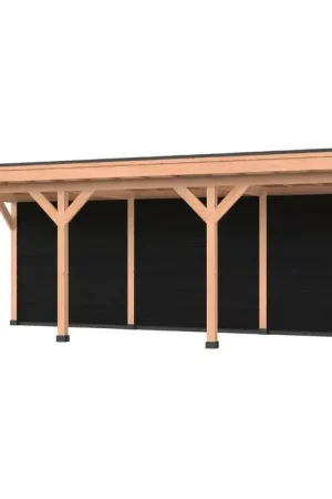 Aanbieding Douglas overkapping, 750 x 300, Met achterwand, Westwood DIY zwart