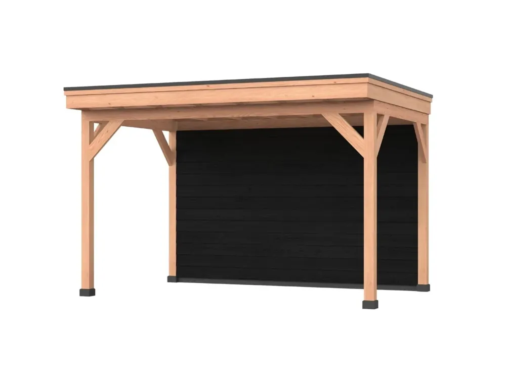 Bestseller Douglas overkapping, 400 x 250, Met achterwand, Westwood DIY zwart