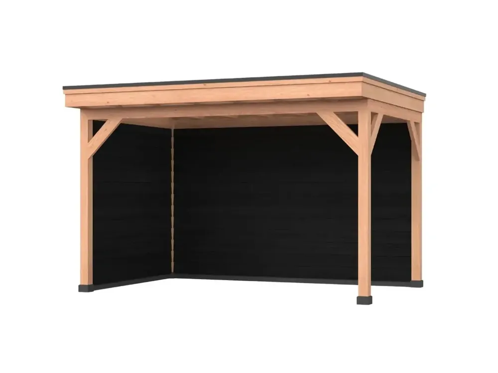 Douglas overkapping, 400 x 300, Met achterwand en zijwand, Westwood DIY zwart Lage Kosten