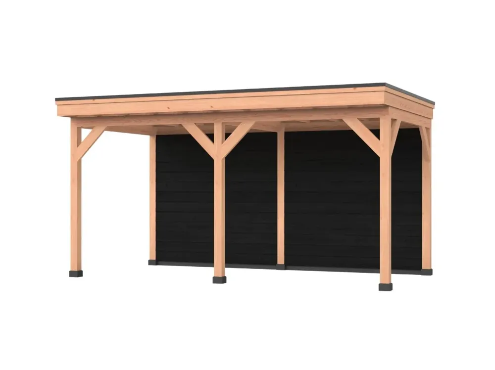Koop Online Douglas overkapping, 500 x 300, Met achterwand, Westwood DIY zwart