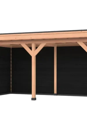 Voordeelprijs Douglas overkapping, 600 x 300, Met achterwand en zijwand, Westwood DIY zwart