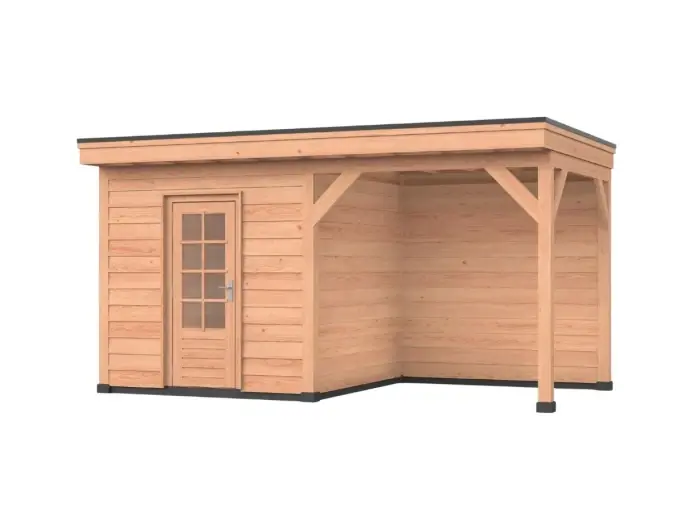 Douglas overkapping, 600 x 300, Met achterwand en schuur, Westwood DIY Hoge Kwaliteit