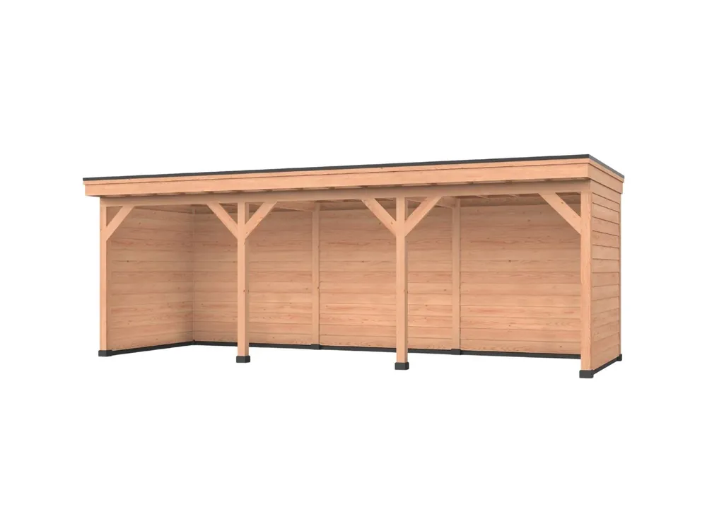 Premium Douglas overkapping, 750 x 250, Met achterwand en twee zijwanden, Westwood DIY