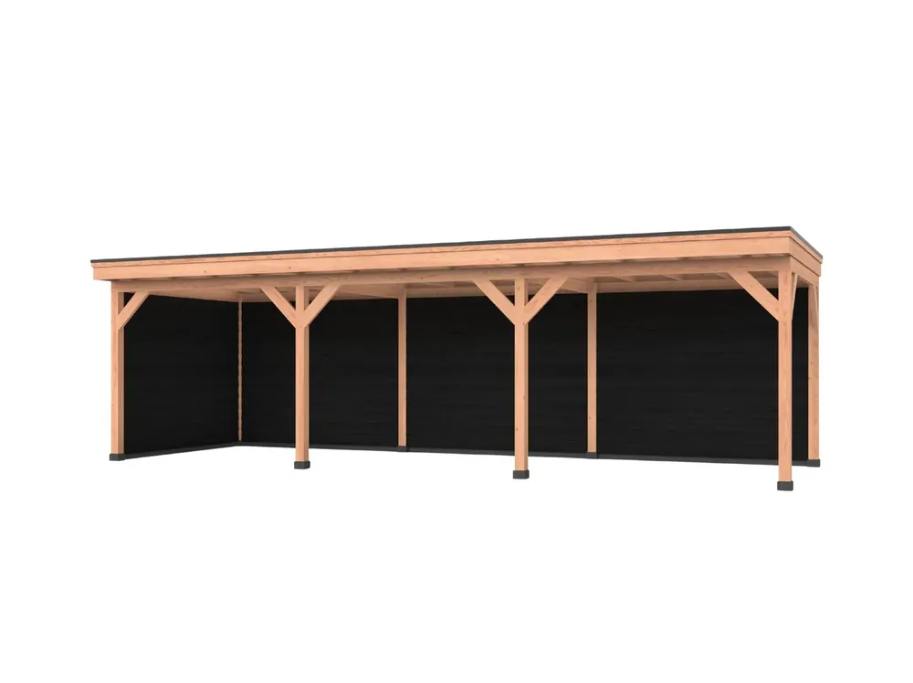 Douglas overkapping, 900 x 250, Met achterwand en zijwand, Westwood DIY zwart Direct Verzonden
