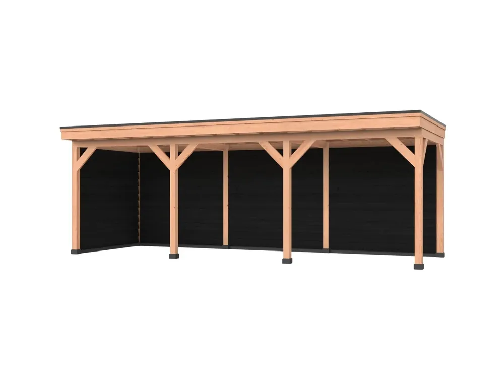Koop Vandaag Douglas overkapping, 750 x 250, Met achterwand en zijwand, Westwood DIY zwart
