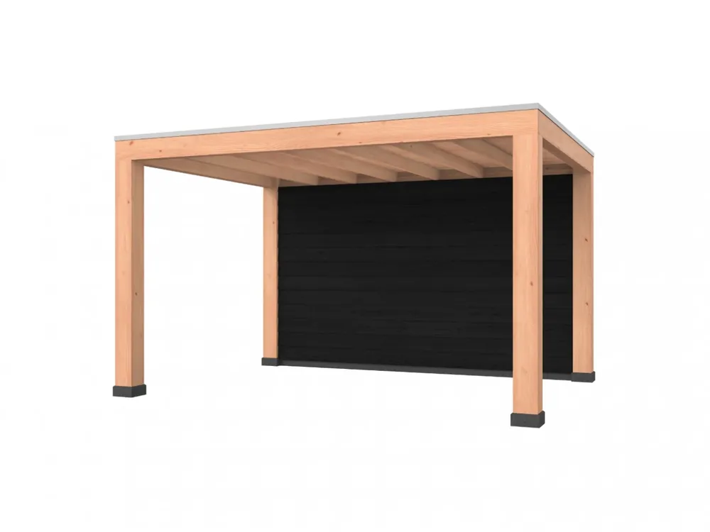 Voordeelprijs Douglas overkapping, 400 x 300, met zwarte achterwand, Westwood Modern