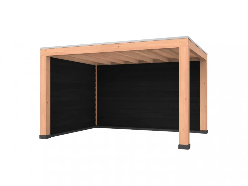 Douglas overkapping, 400 x 300, met zwarte achterwand en zijwand, Westwood Modern Actieprijs