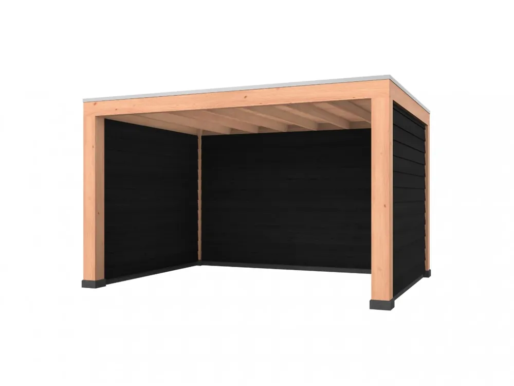Douglas overkapping, 400 x 300, met zwarte achterwand en twee zijwanden, Westwood Modern Aanbieding