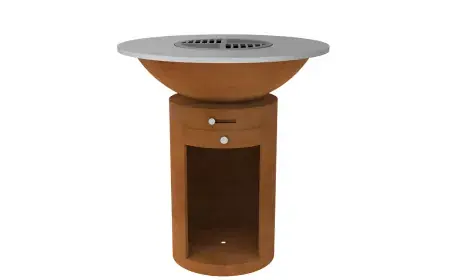 BBQ Ø85x100cm(cylinder/lage schaal) Cortenstaal BBQ-08 Snelle Levering