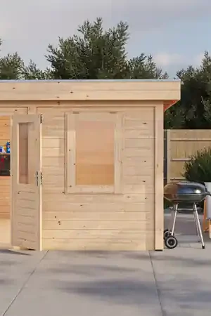 Hete Deal Lugarde Modern tuinhuis 28mm met overkapping Vught 250x250cm + 300cm