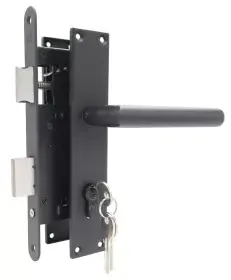 Premium Set voor tuindeuren 72x165mm (schild + rechte kruk) Zwarte structuurcoating UIT-171