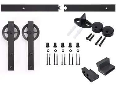 Koop Online Schuifdeurbeslag Recht model (grote wielen) Zwart gepoedercoat SP-56