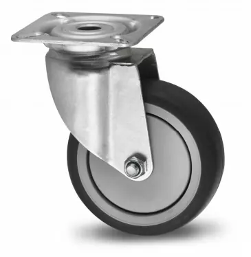 Zwenkwiel GRIJS RUBBER 75MM Populair