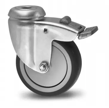 Zwenkwiel / gat / rem GRIJS RUBBER 50MM Direct Verzonden