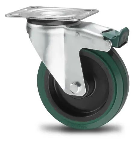 Zwenkwiel / rem GROEN RUBBER 100MM Shop Nu