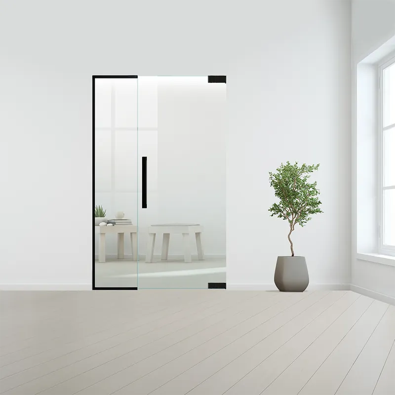 Speciale Aanbieding Glazen binnendeur XL met zijlicht zonder kozijn zwart beslag
