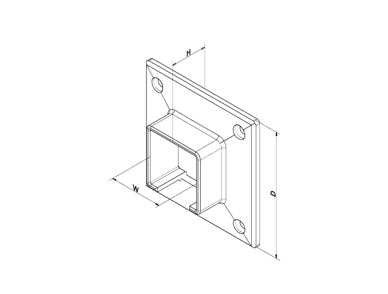 Nieuw Celest U-profiel muurflens voor balustrade handrail rechthoekig