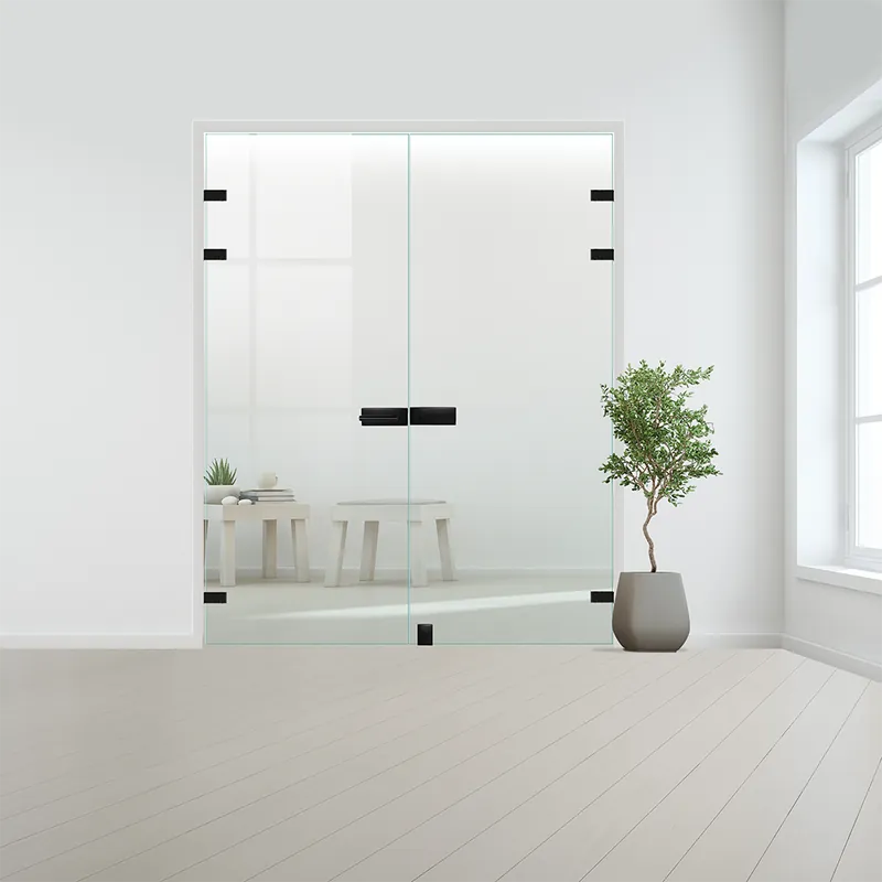 Exclusieve Aanbieding Glazen dubbele binnendeur XL voor stomp kozijn zwart beslag