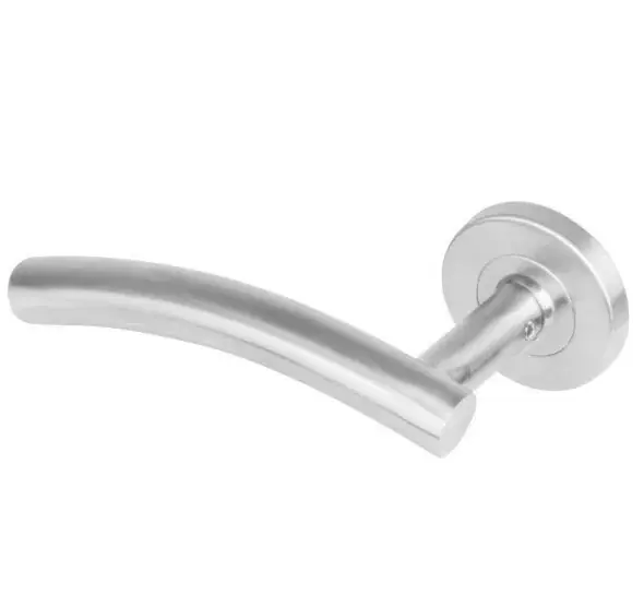 Bestel Nu Intersteel enkele deurklink gebogen links op rond rozet rvs